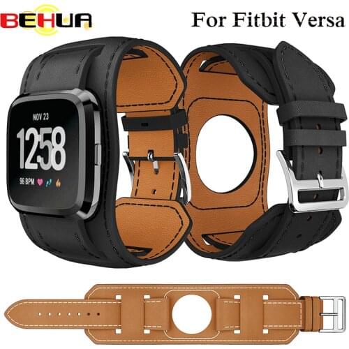 Genuine Leather Watch Band Double Tour Bracelet correa Reloj Watchband For Fitbit Versa Band Strap wristband Sport watchband