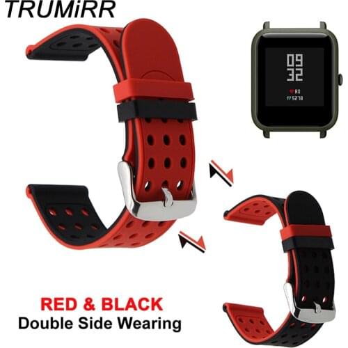 20mm Silicone Rubber Watchband Double Side Wearing for Xiaomi Huami Amazfit Bip BIT PACE Lite Youth Smart Watch Band Wrist Strap