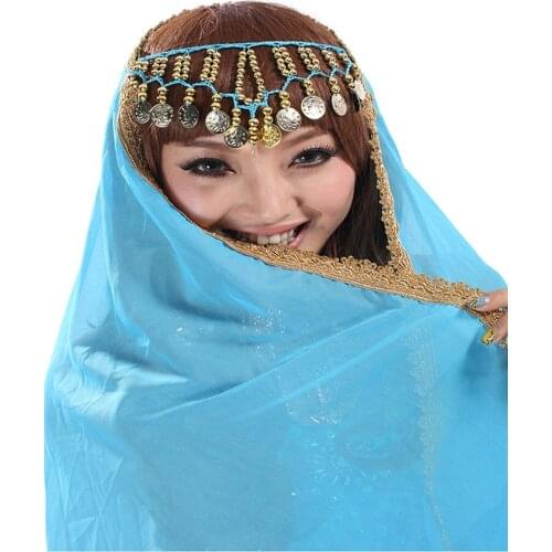 2018 Chiffon Belly Dance Face Veil Dancing Head Scarf Shawl Headpiece Costumes Free Shipping and Drop Shipping