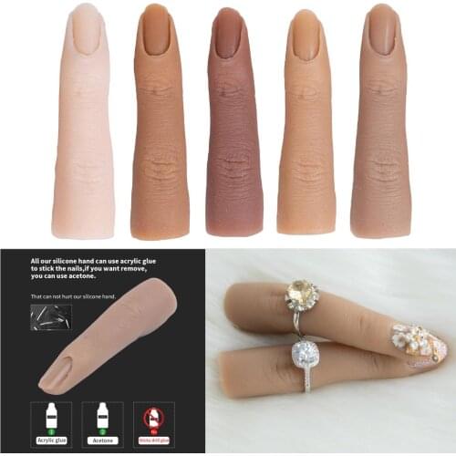 Silicone Nail Practice Finger 1:1 Mannequin Female Finger Model Wheat Skin Practice Fingers Hand Fake Nail Maniquin Hands