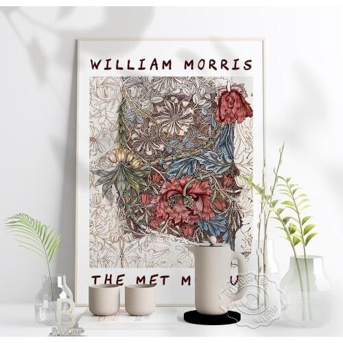Nordic William Morris The Met Museum Exhibition Poster, William Morris Floral Vintage Art Prints, Plant Pattern Home Wall Decor