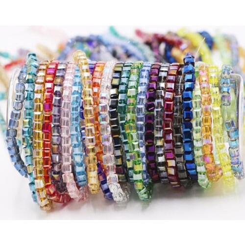 2/3/4/6/8/10mm Glass Faceted Square Bead Cubic Loose AB Beads Chinese Beading For DIY Making Crystal Jewelry Earing Accessories