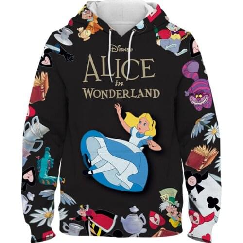 Cartoon Anime Alice in Wonderland Hoodies Women Cool Sweatshirts 3D Printed Boy Girl Kids Pullover Long Sleeve Streetwear Coat