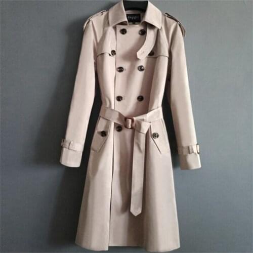 Double-breasted long trench coats mens windbreaker 2021 spring autumn new european fashion large size knee-length clothes