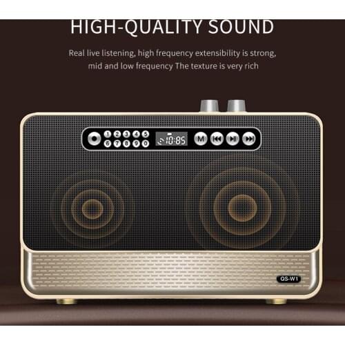 High Quality Mobile Phone Bluetooth Speaker Wireless 3D Stereo Subwoofer Wooden Retro Portable Radio Sound Bar