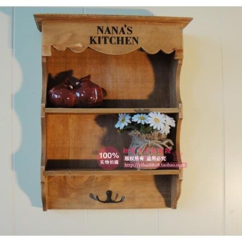 Zakka grocery retro wood to do the old English village wall racks Hook rack debris Specials