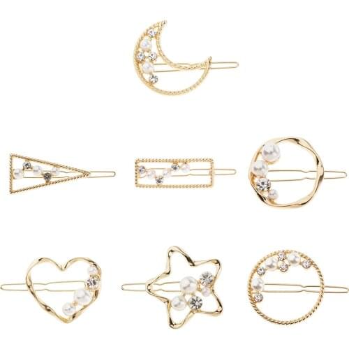 Simple Geometric Pearl Hairpin Clip Hair Snap Clamp Women Hair Accessories