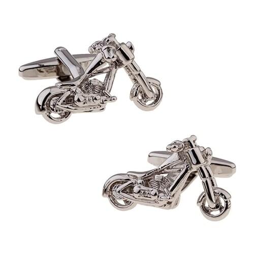 Mens Motorcycle Cufflinks Copper Material Silver Color