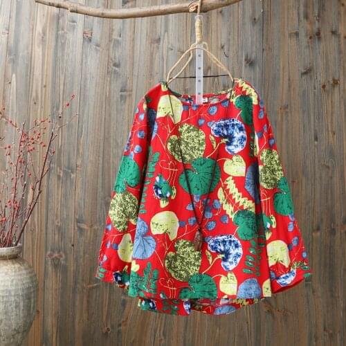 Plus size Women Puff sleeve Cotton Linen Blouse Shirt Loose Casual Floral Elegant Ladies Tops Long sleeve Office Work Clothes