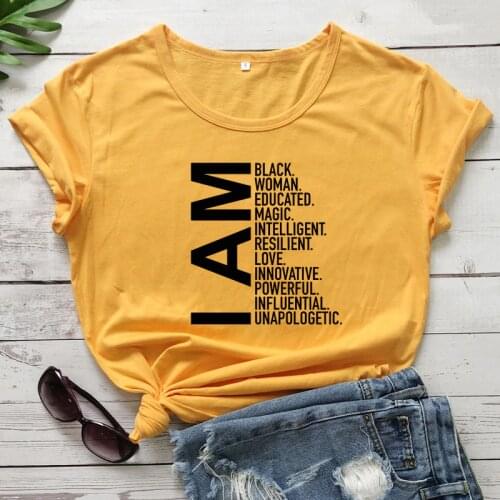I Am Black Woman Educated Magic T-shirt Funny Black Queen Tshirt Casual Women Short Sleeve Hipster Inspirational Top Tee Shirt