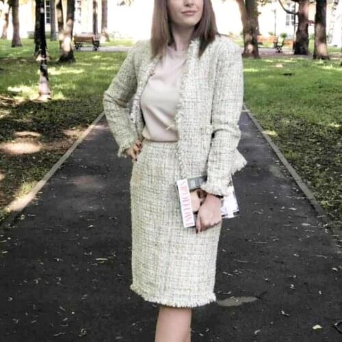 Womens skirt suit Professional tweed jacket + skirt 2020 spring / autumn / winter womens jacket ladies 2 Piece skirt suit