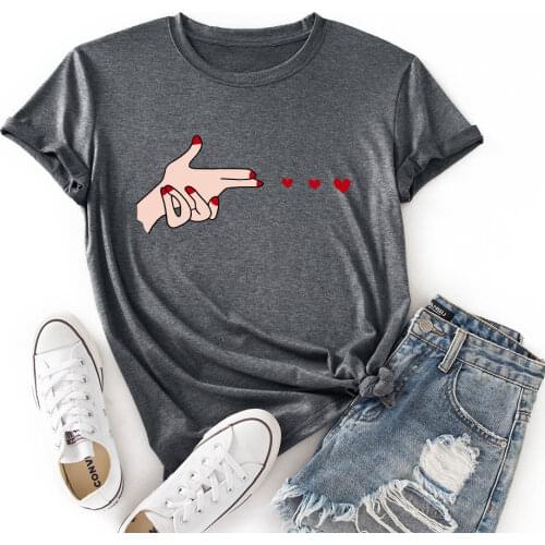 Woman Summer T-Shirts Short Sleeve Tops Funny Finger Graphic Tee Shirts for Women Female Colorful Casual Shirts Clothing