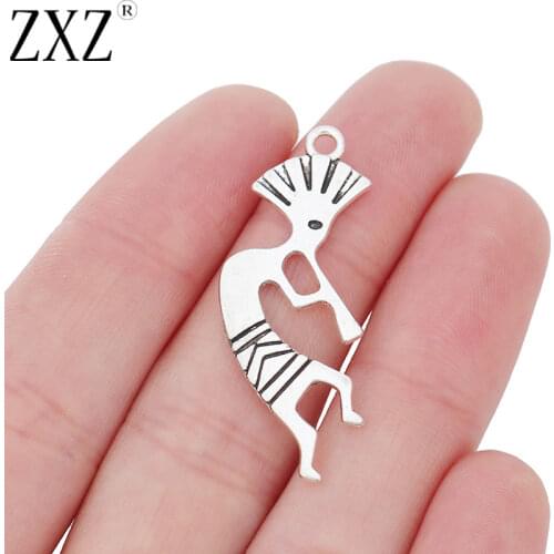 ZXZ 20pcs Tibetan Silver Tone Kokopelli Charms Pendants Beads 2 Sided for Jewelry Making Accessories