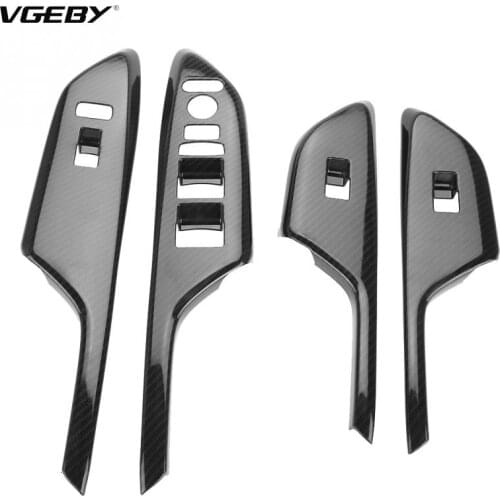 1Set 4Pcs Carbon Fiber Style ABS Car Window Switch Panel Door Handle Armrest Trim Fit For Honda Civic 2016 2017 Car interior