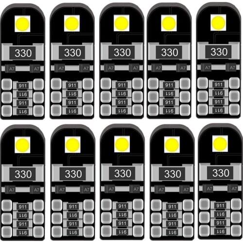 10pcs W5W 3030 2SMD Car T10 LED 194 168 Wedge Replacement Reverse Instrument Panel Lamp White Bulbs For Clearance Lights