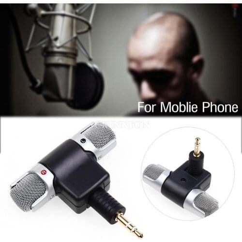 100Pcs/Lot Professional Stereo Microphone Mic 3.5mm Mini Jack Recording for Smart Phone