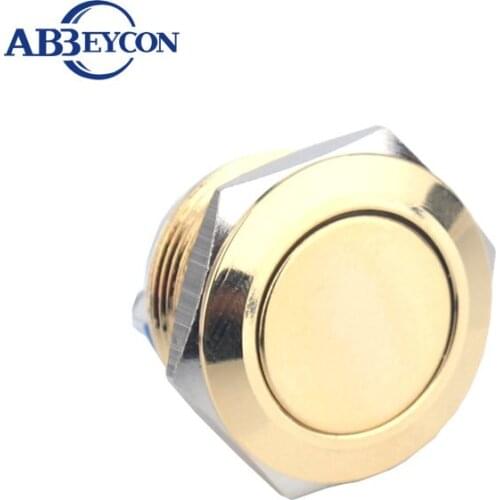 1964 19mm 1NO metal button switch with flat head gold anodized IP67 Abbeycon gold switch