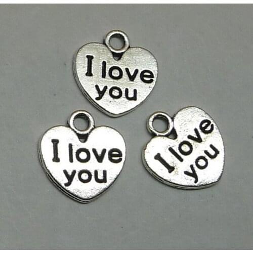 A0340 Wholesale 300pcs Tibet Silver I Love Your Heart Charms Alloy Jewelry Accessories 11x11mm