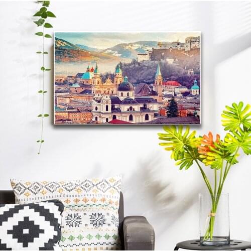 DIY Painting By Numbers Santorini Castle Kit Beautiful Landscape Modern Wall Art Picture By Numbers Unique Gift Home Decoration