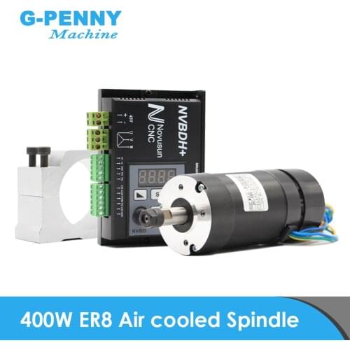 NEW Air Cooled Spindle Motor 400W ER8 D=55mm DC Brushless Motor Driver NVBDH with hall NVBDL