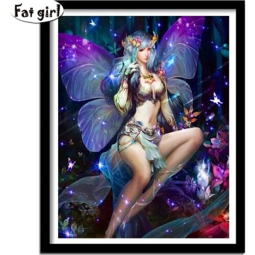 Fantasy Elves 5D Diy Diamond Painting Butterfly Fairy Girl Cross Stitch Kits Diamond Embroidery Mosaic Pattern Home Decor Gift