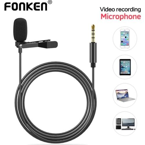 FONKEN Mini Microphone for Phone 3.5Mm Jack External Live Mic Clip Tie Collar Speaking In Lecture Portable Stereo Sound Pickup