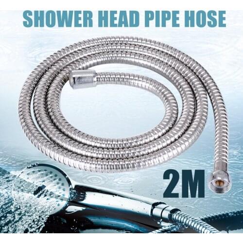 2m Stainless Steel Flexible Chrome Shower Hose Bathroom Heater Water Head Pipe For Bath Accessories
