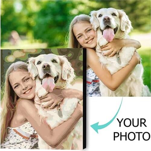 Paint By Numbers Photo Custom Picture DIY Personalised Canvas By Numbers Portrait Family Children Pets Photo Diy Gift