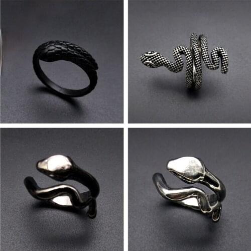 Fashion Retro Cobra Ring Titanium Steel Adjustable Ring Mens and Womens Motorcyclists Hip Hop Party Jewelry Accessories