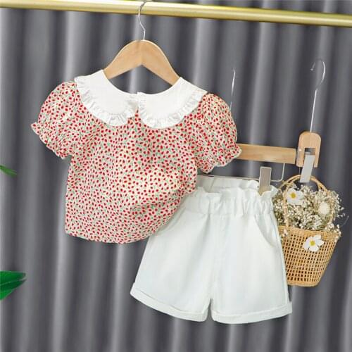 Girls Clothing Sets 2021 Summer Children Outfit Short Sleeve Bow-knot T Shirt Shorts Toddler Infant Kids Clothes