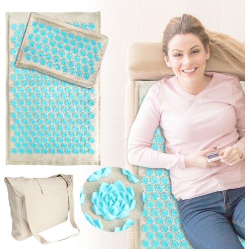 Yoga Acupressure Mat and Pillow Massage Needle Pad Louts Acupuncture Massage Shakti Mat Yoga Mats Fitness Neck and Back Massager