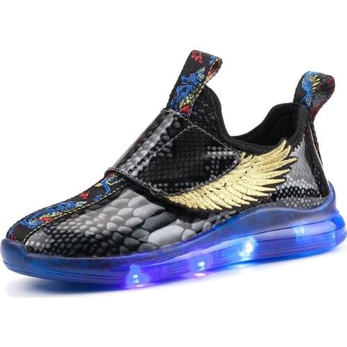 EU 26-37 Led Shoes for kids and adults USB charger Light Up Wing force for boys girls men women Fashion Party Glowing Sneakers