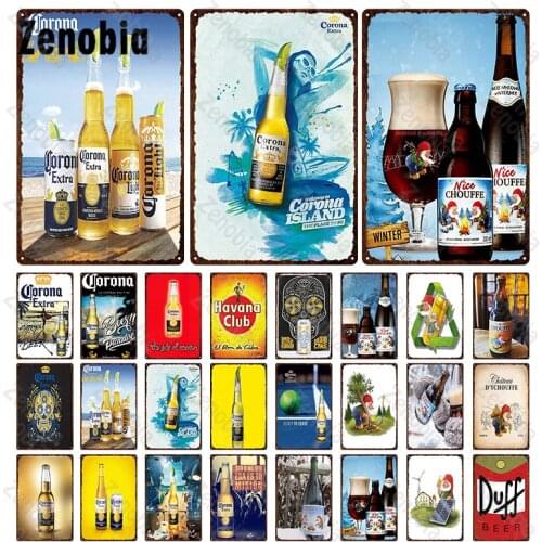 Beer Metal Plaque Sign Vintage Plaque Corona Sign Wall Stickers Retro Metal Poster Decorative Tin Plate Man Cave Pub Wall Decor