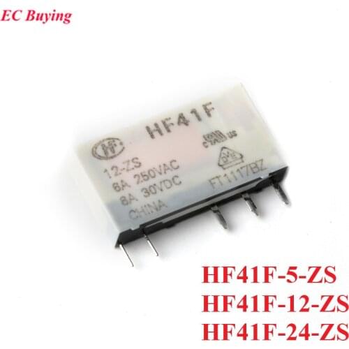 2pcs Mini Relay HF41F 5V 12V 24V 6A 5Pins HF41F-5-ZS HF41F-12-ZS HF41F-24-ZS Converter Original