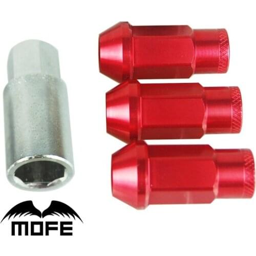 Mofe 20pcs/set 50mm D1 Wheel Lug Nuts Aluminum Alloy Wheel Lug Nuts M12*1.25 (P:1.25 L:50MM) Red