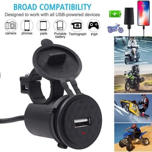 Motorcycle Single USB Mobile Phone Charger Waterproof with Indicator Light for Motorbike ND998