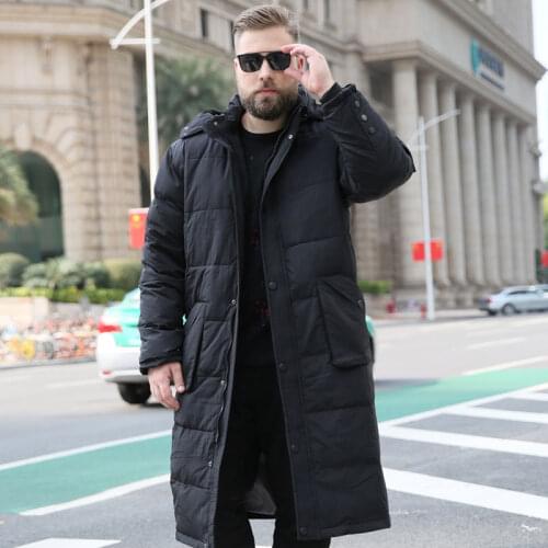 Mens Long Over the Knee Cotton coat Male White Duck Down Warm Black jacket Thick Winter Casual Winter Clothes Size XL-9XL 10XL