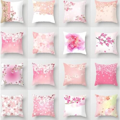 Watercolor Painting Throw Pillow Case Janpanese Elements Cherry Blosso Cushion Covers for Home Sofa Chair Decorative Pillowcases