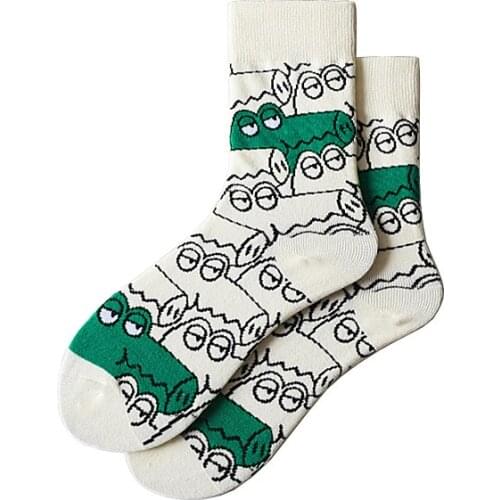 KEEP DREAM White Mens Cotton Socks Novelty Style Men' socks Soft Spring and Autumn Winter Male Socks with Cartoon print Hip Hop