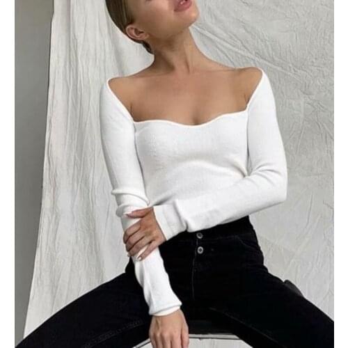 Fall 2020 long sleeve crop top women sweaters knitted kawaii cropped sweaters sexy pullovers Korean vintage cute sweater Autumn