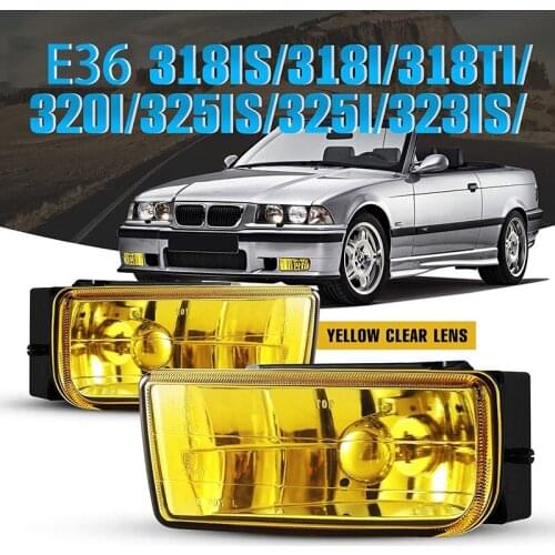 E36 Fog Lights for -BMW M3 (E36) 3 Series 1992-1999 Fog Lamps Replacement Assembly 1 Pair (Yellow Lens)