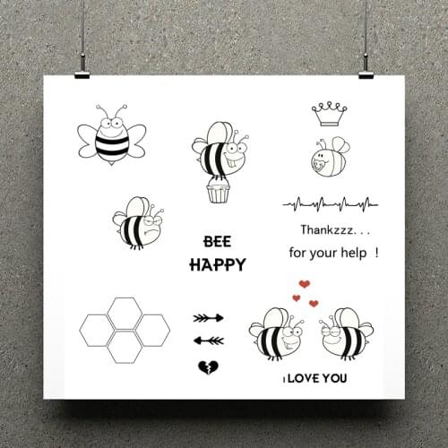 AZSG Happy Bee Clear Stamps For Scrapbooking DIY Clip Art /Card Making Decoration Stamps Crafts