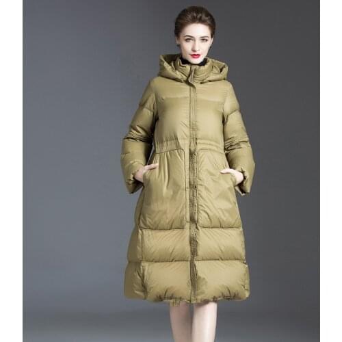 Big swing A-word cloak fluffy down coats female winter fashion big pockets hooded coats very sofrt thicker warm down coat F2200