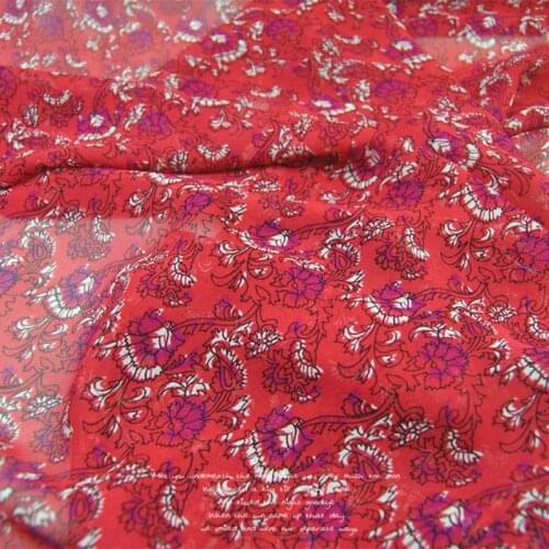 LEO&LIN Large and Wide Dark Red Silk Georgette Chiffon Thin Skirt Shirt Fabric Fabric DIY Patchs Sewing