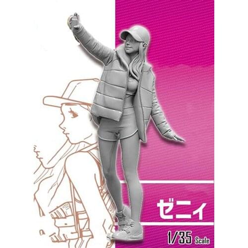 Unassambled 1/35 modern girl stand and paint Resin figure miniature model kits Unpainted