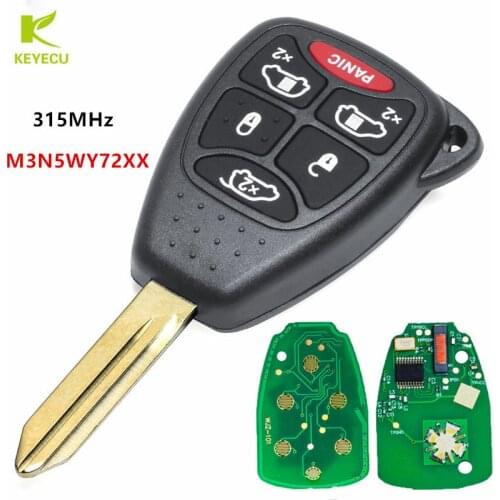 KEYECU Replacement Keyless Remote Key Fob 5+1 Buttons 315MHz With Chip ID46 for Chrysler DODGE Grand Caravan M3N5WY72XX
