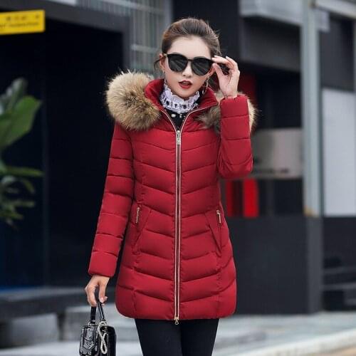 Women Clothes Jacket Winter Cotton Thick Overcoat Big Fur Collar Hooded Warm Padded Parka Female Large Sizes Outerwear