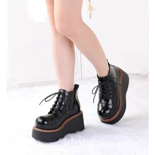 Spring New Gothic Girl Female Kawaii Japanese Cute Anime Lolita Shoes Women Platform Harajuku Feminine Ankle Punk Loli Boots