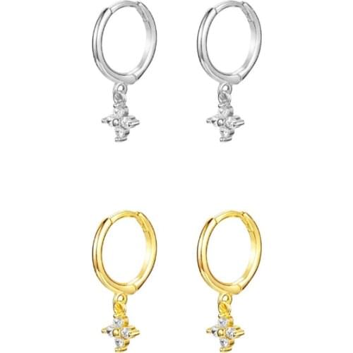 Hoop Earring For Women Crystal Ice Flower Round Circle Earrings Girl Fashion Jewelry Tiny Huggies Earrings Pendientes Wholesale