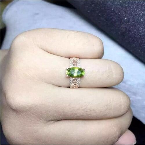 Woman Ring Natural Peridot ring Natural peridot ring 925 sterling silver Wholesale Fine jewelry Gemstone 6*8mm